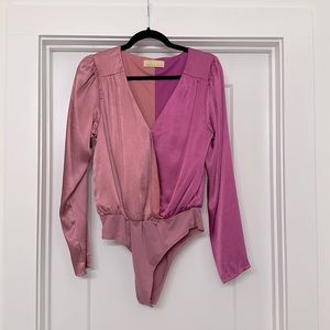 Purple color block bodysuit